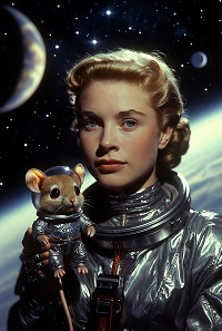 Grace Kelly Space Astronaut with Mouse